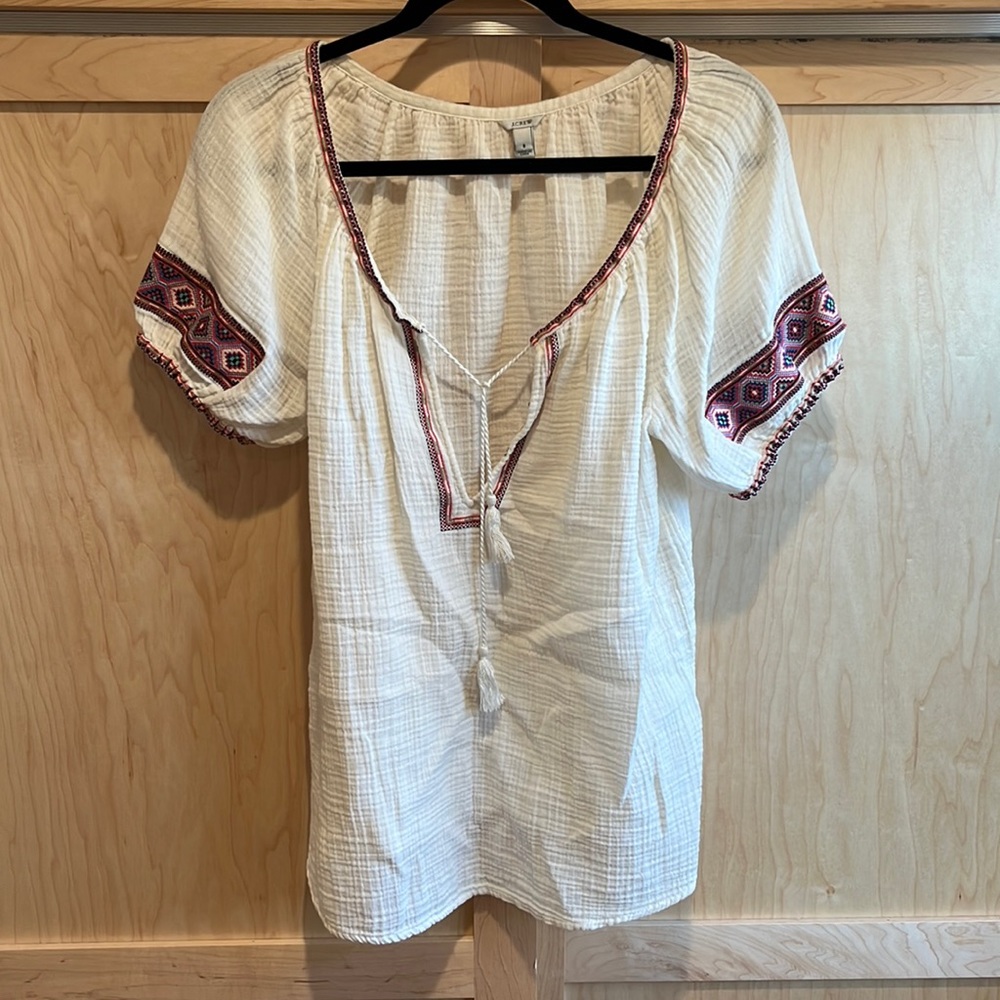 J.Crew cotton embroidered blouse. Size S.